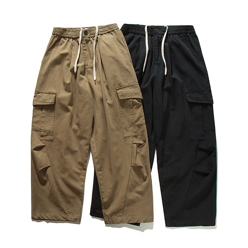 Cargo Pant Wide - Homens streetwear moda vintage solto casual