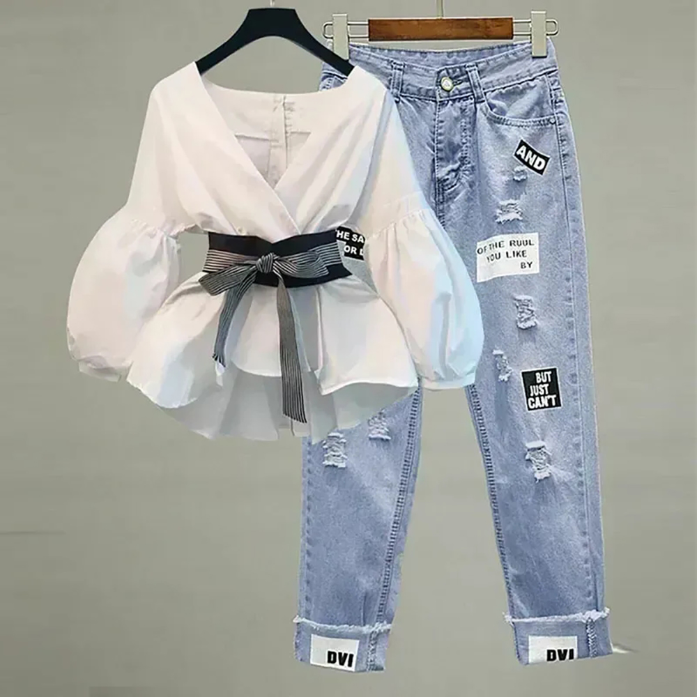 Street Fashion Korean - Feminino elegante com decote em v