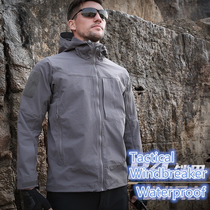 Windbreak Shell Jacket - Casaco com capuz impermeável masculino, blusão
