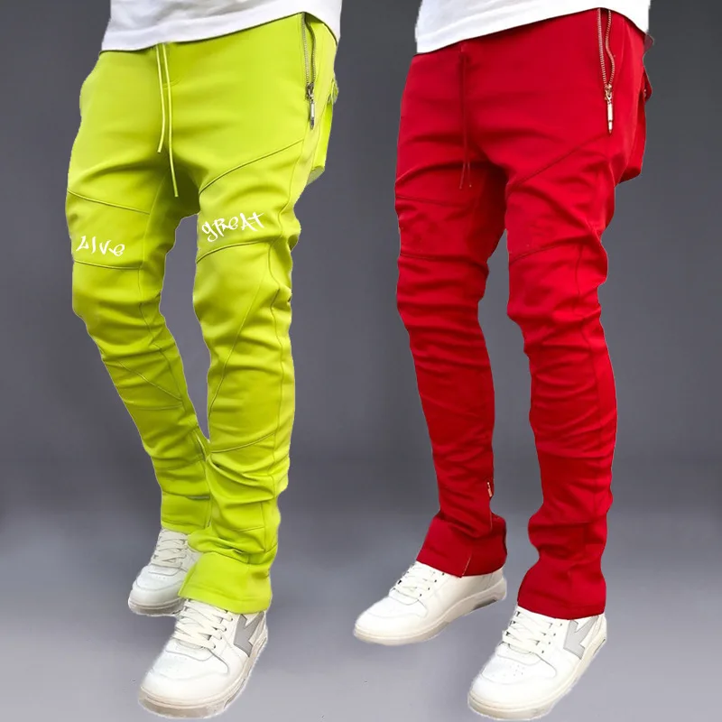 Street Fashion Korean - Calças esportivas masculinas coreano outono agrupado