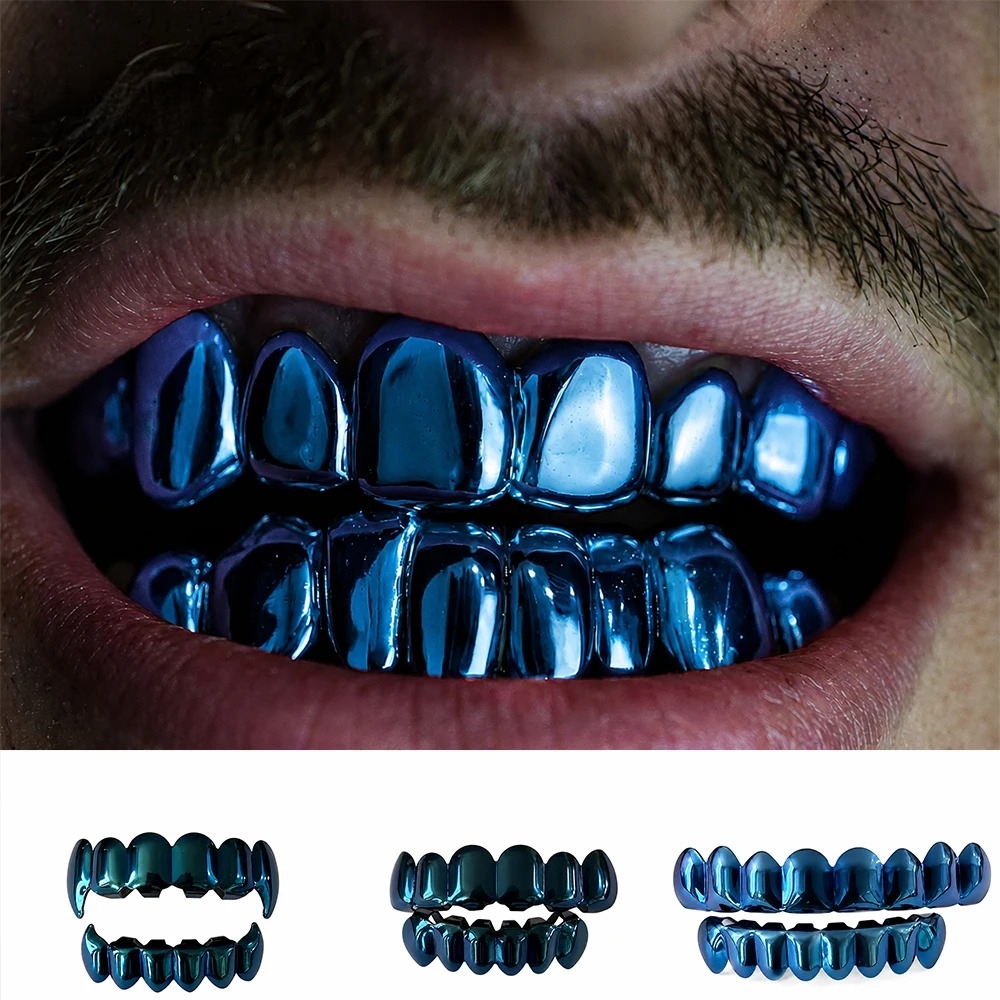 Street Fashion Jewelry - Conjunto de Grillz Hip Hop Azul