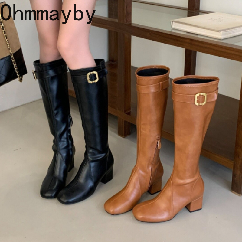 Street Fashion Rome - Botas Femininas Retrô de Cano Alto