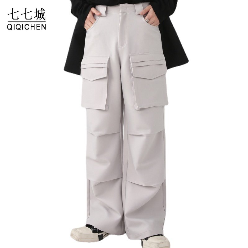 Cargo Pant Wide - Vintage Cargo Calças Homens Cor Sólida