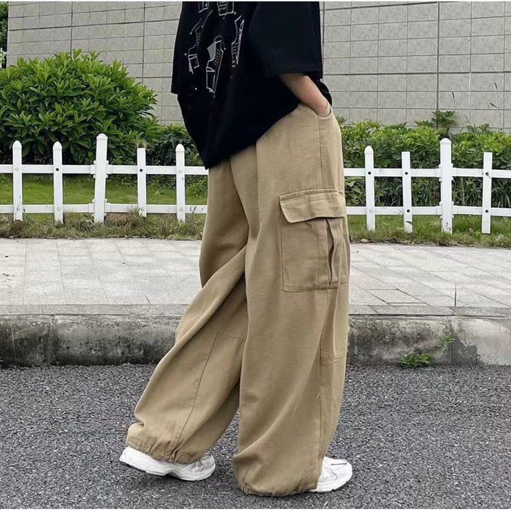 Cargo Pant Wide - Calças Cargo Masculinas Estilo Streetwear Japonês,