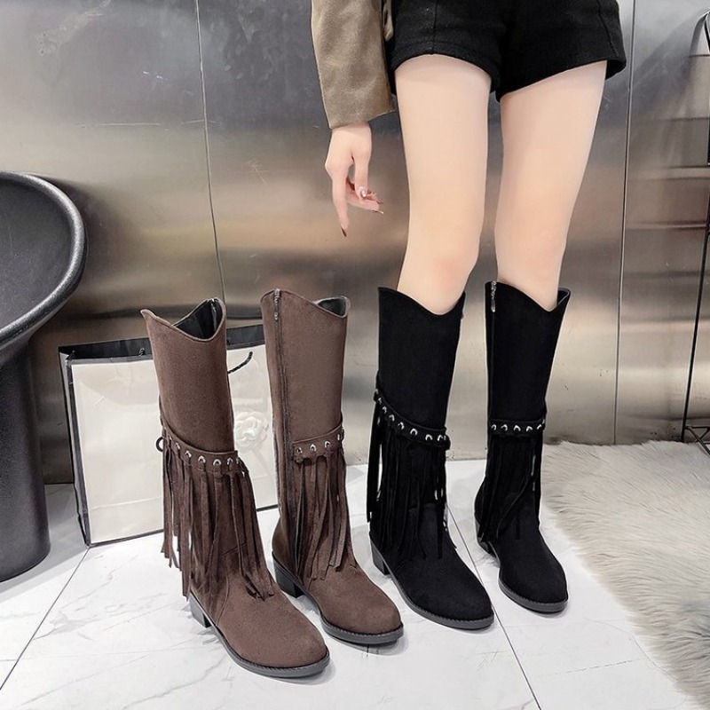Street Fashion Luxury - Botas de joelho femininas sapatos de