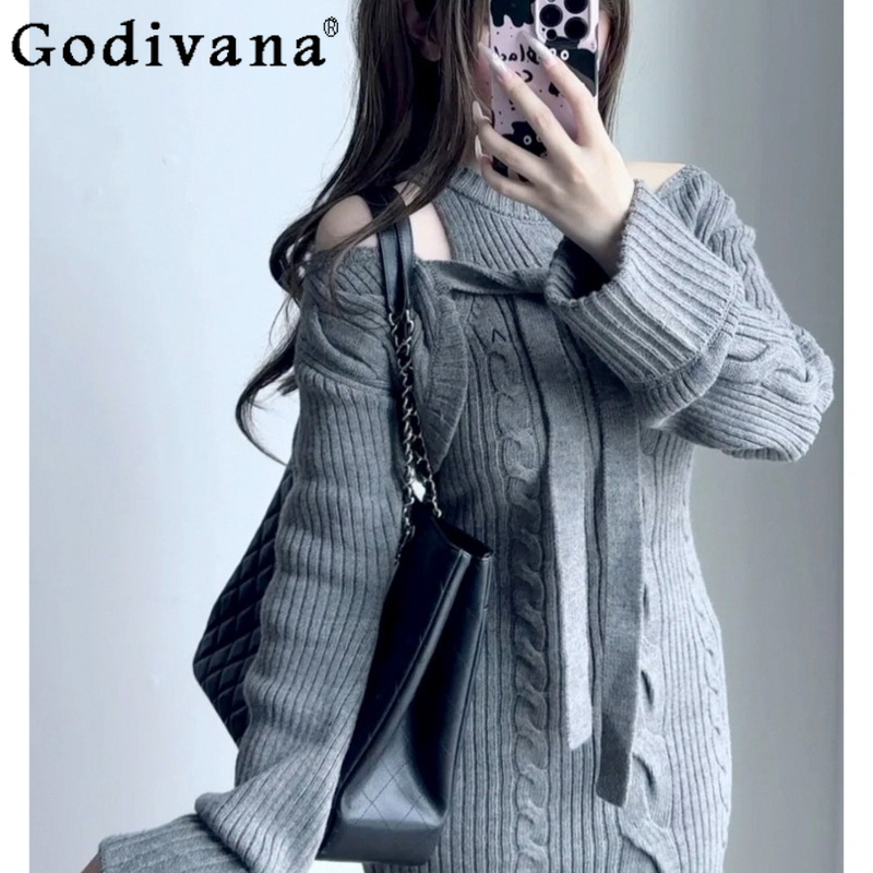Novo Vestido Feminino de Tricô - Japanese Street Fashion Female avaliação e preço