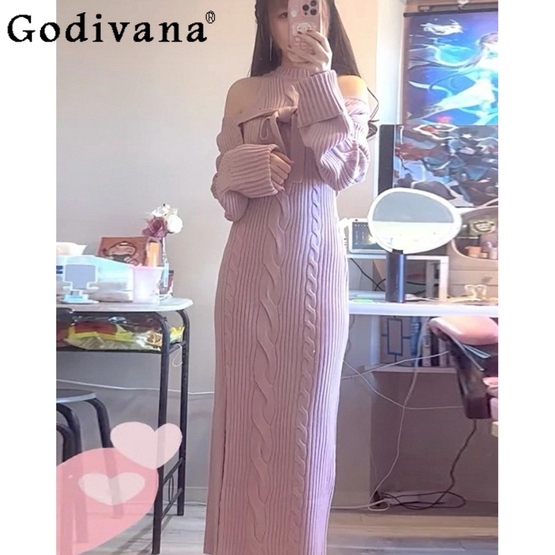 Novo Vestido Feminino de Tricô - Japanese Street Fashion Female avaliação e preço