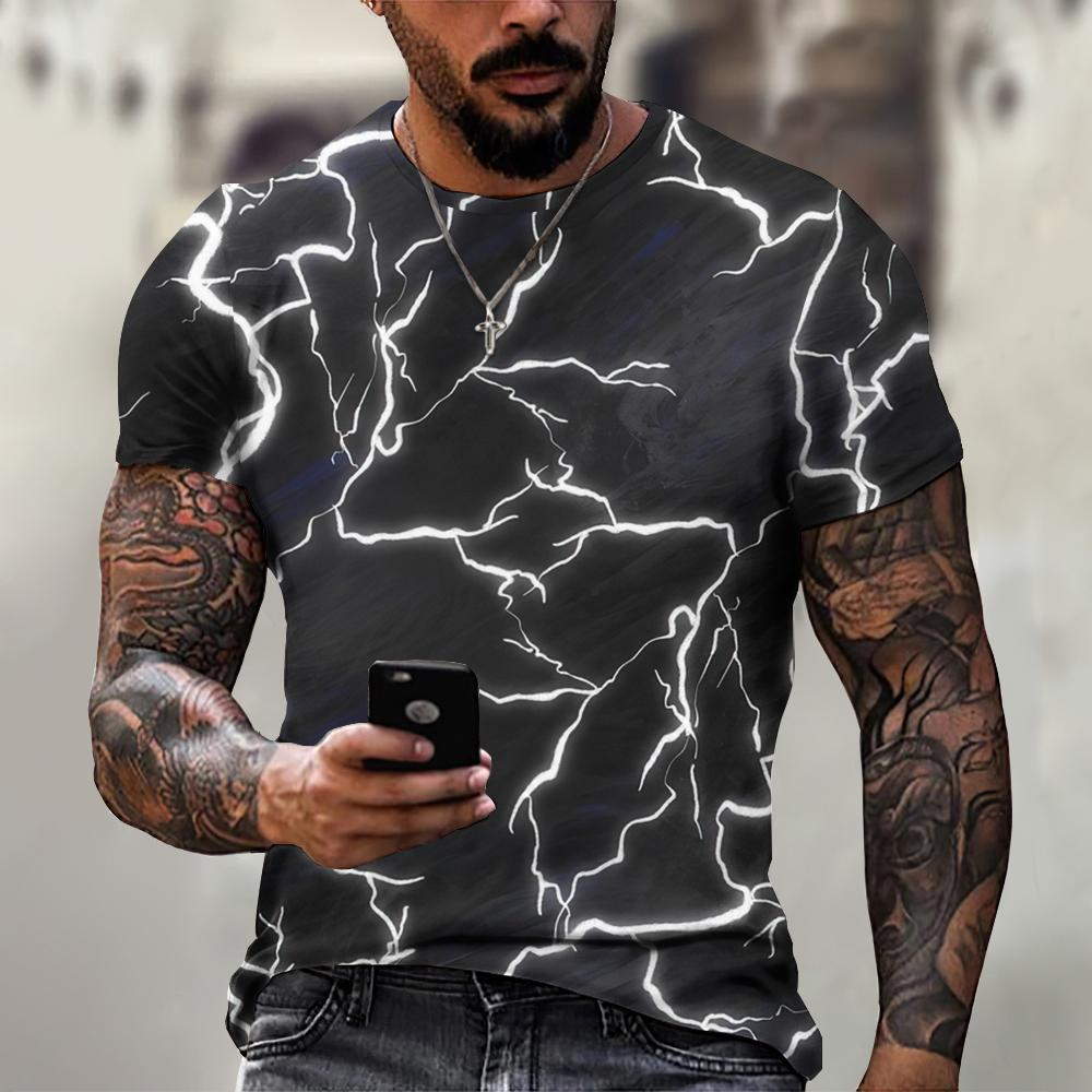 Camiseta gráfica relâmpago mas - Street Fashion Style Male avaliação e preço