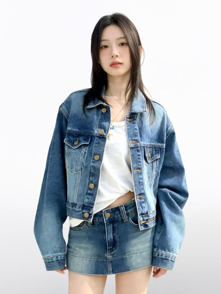 Conjuntos de Denim Vintage Ame - Street Fashion Korean avaliação e preço