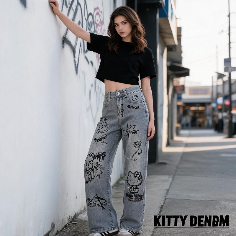 Jeans Femininos Casuais de Cin - Street Fashion Model avaliação e preço