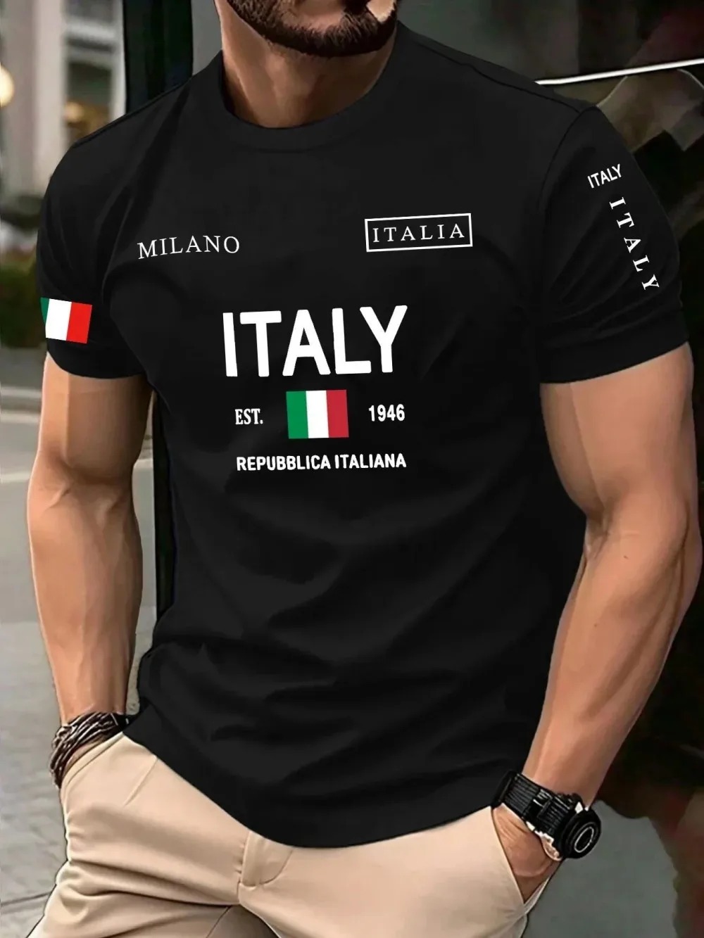 Camiseta Masculina Casual de R - Street Fashion Milan avaliação e preço