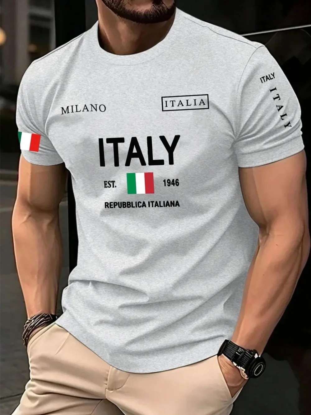 Camiseta Masculina Casual de R - Street Fashion Milan avaliação e preço