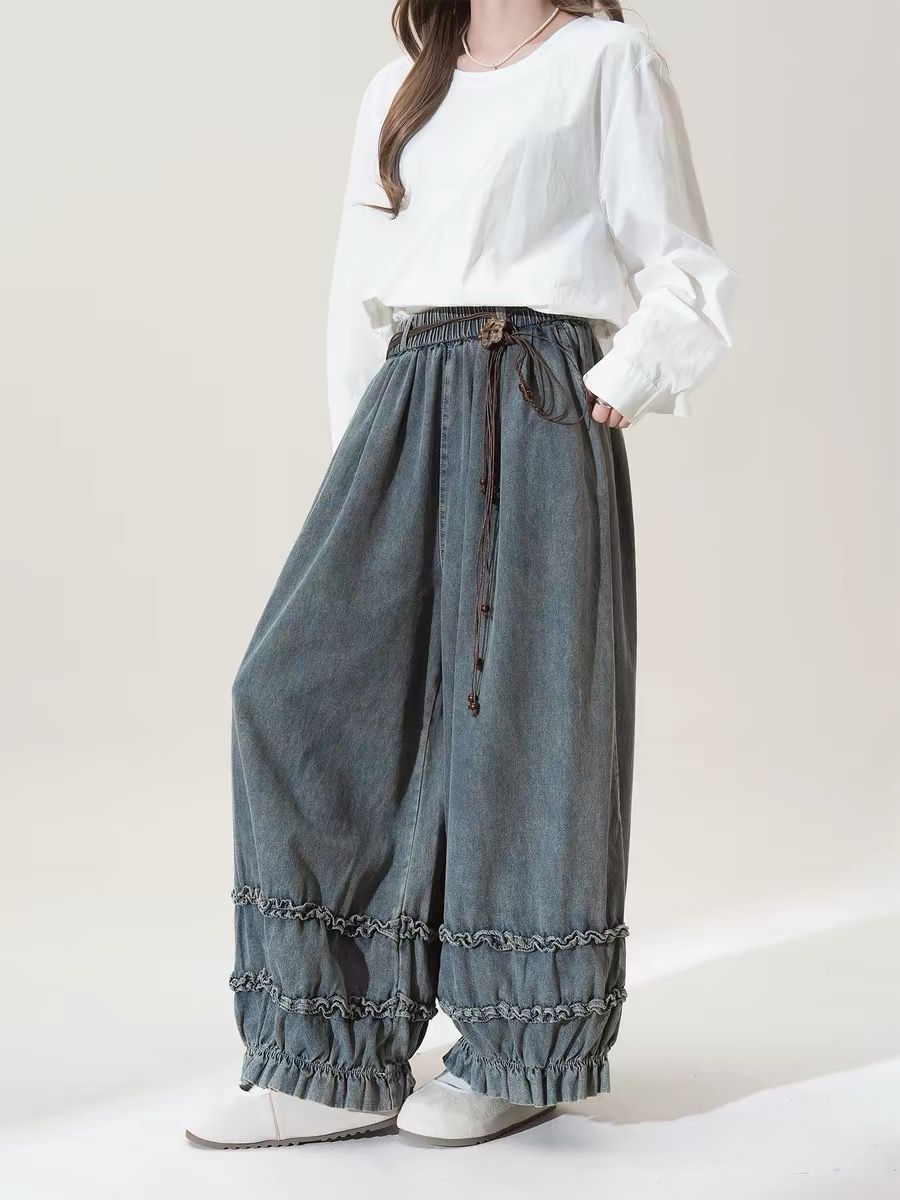 Calças Femininas Largas de Cor - Japanese Street Fashion Female avaliação e preço