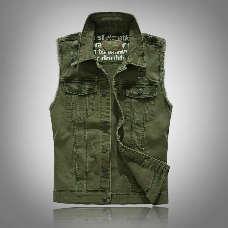 Homens Slim Denim Coletes Jaqu - Street Fashion Style Male avaliação e preço