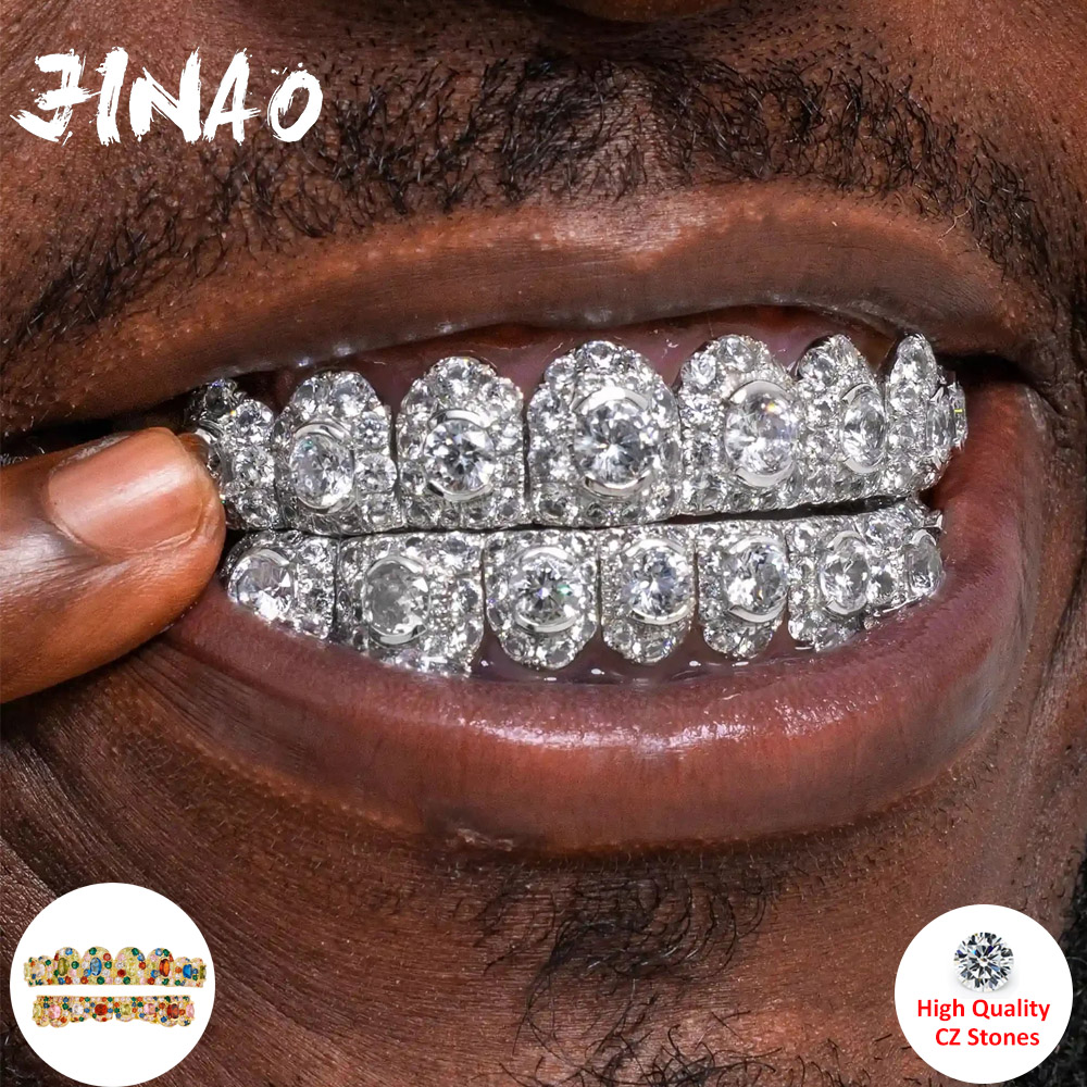 JINAO Hip Hop Grillz Completo  - Street Fashion Jewelry avaliação e preço