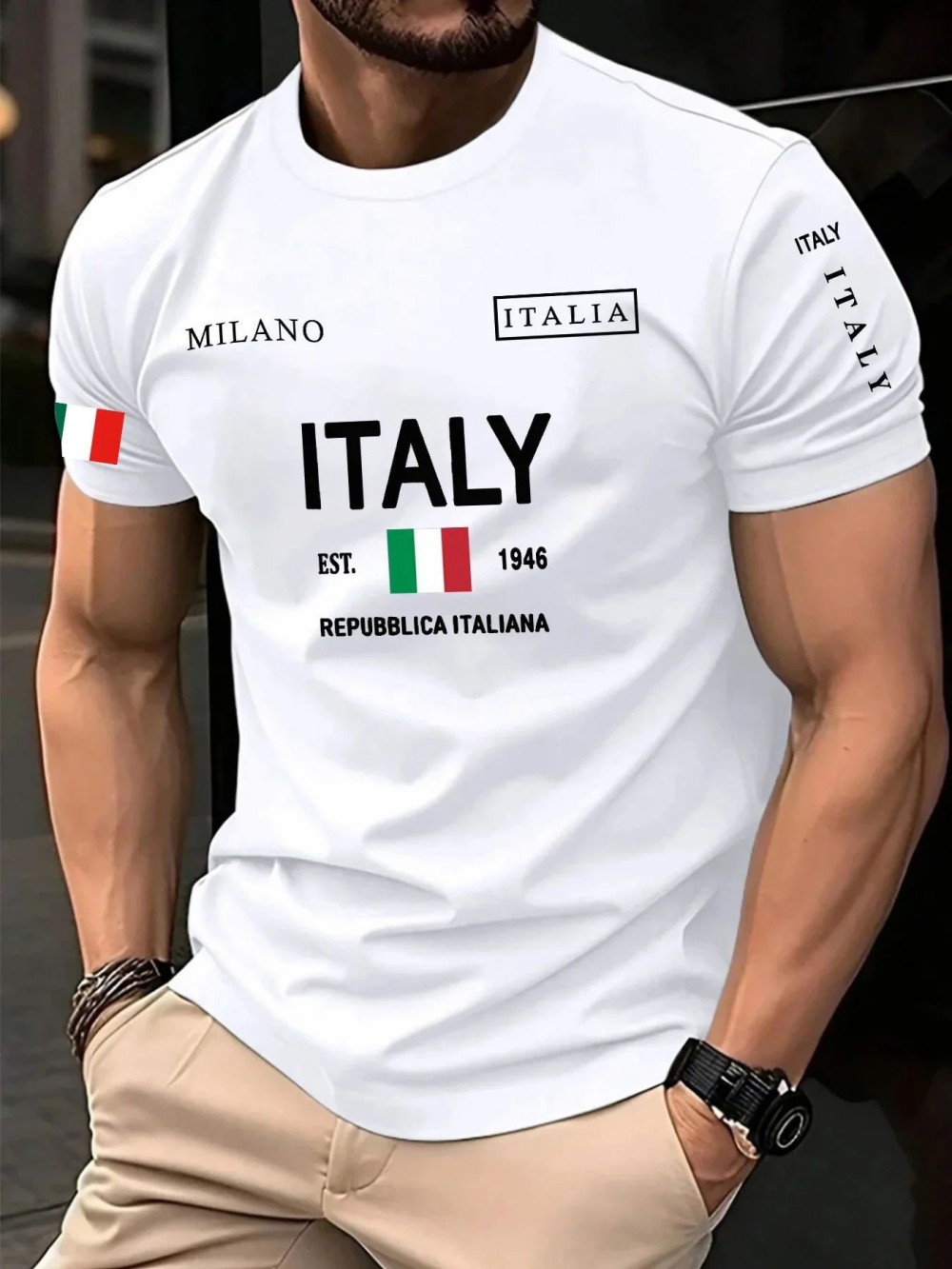 Camiseta Masculina de Verão Eu - Street Fashion Milan avaliação e preço