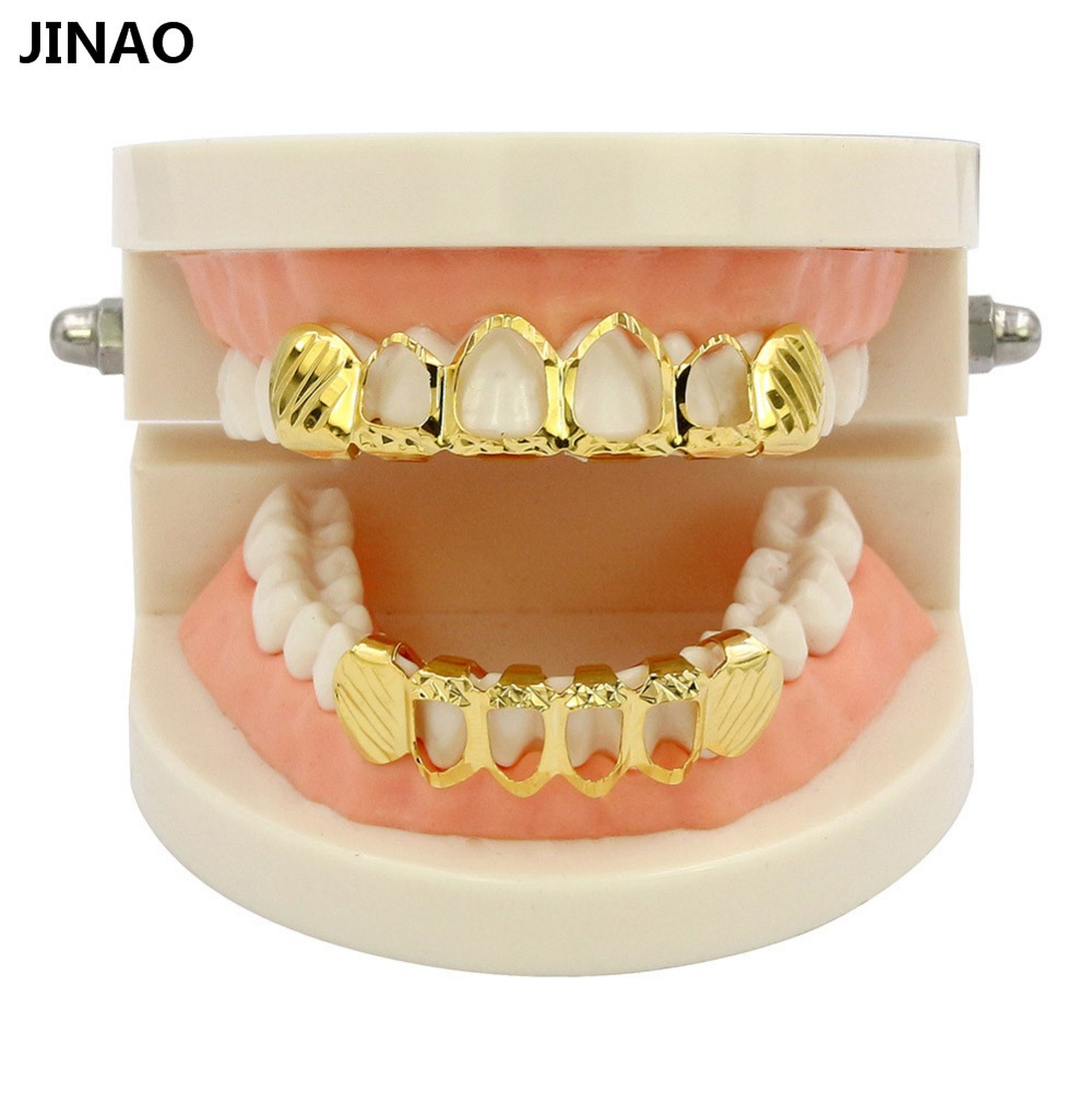 JINAO-Conjunto D-Cut Grillz, c - Street Fashion Jewelry avaliação e preço