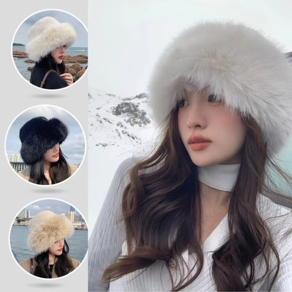 Novo chapéu de inverno de pele - Bucket Hat Embroidered avaliação e preço