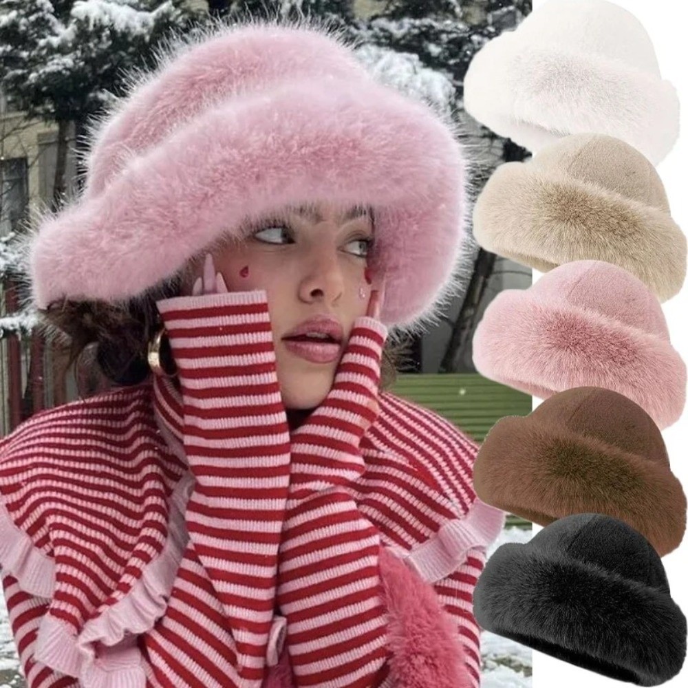 Novo chapéu de inverno de pele - Bucket Hat Embroidered avaliação e preço