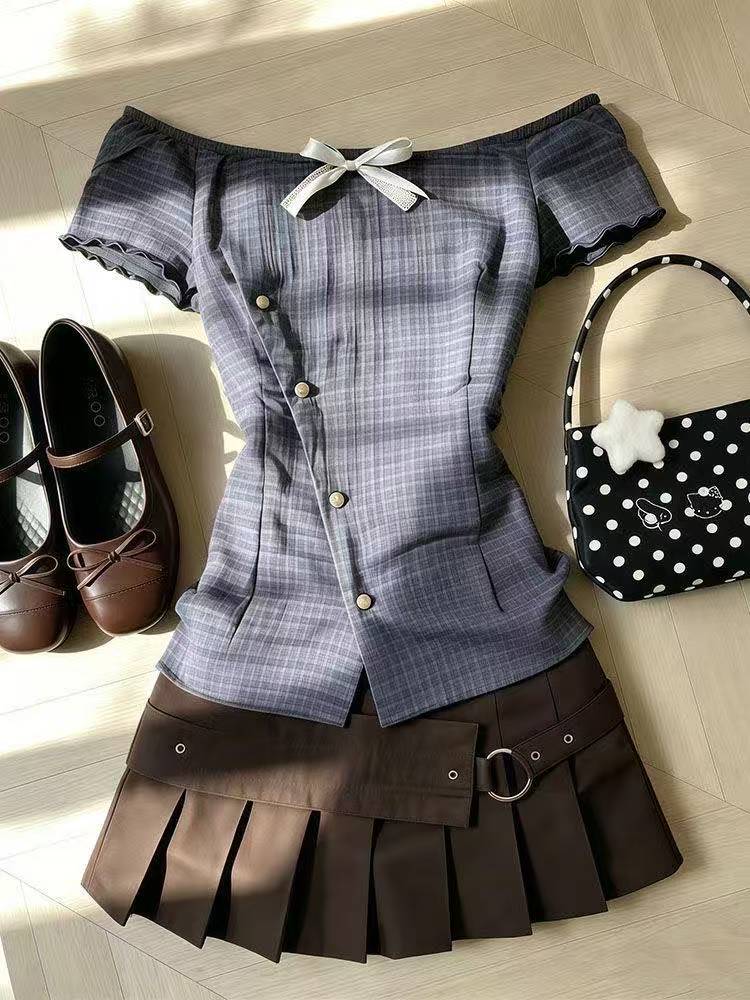Blusa Retro com Babados para M - Street Fashion In Japan avaliação e preço