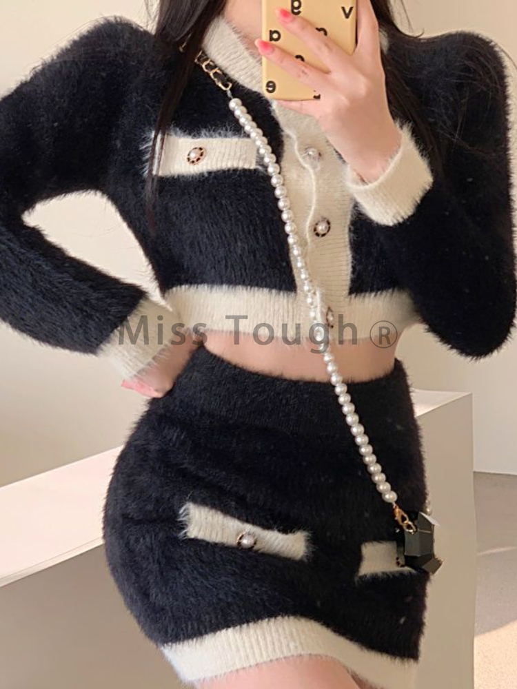 Conjunto de 2 peças de malha f - Street Fashion Korean avaliação e preço