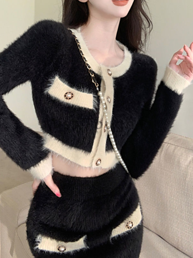 Conjunto de 2 peças de malha f - Street Fashion Korean avaliação e preço
