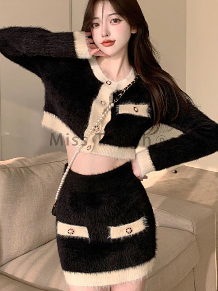 Conjunto de 2 peças de malha f - Street Fashion Korean avaliação e preço