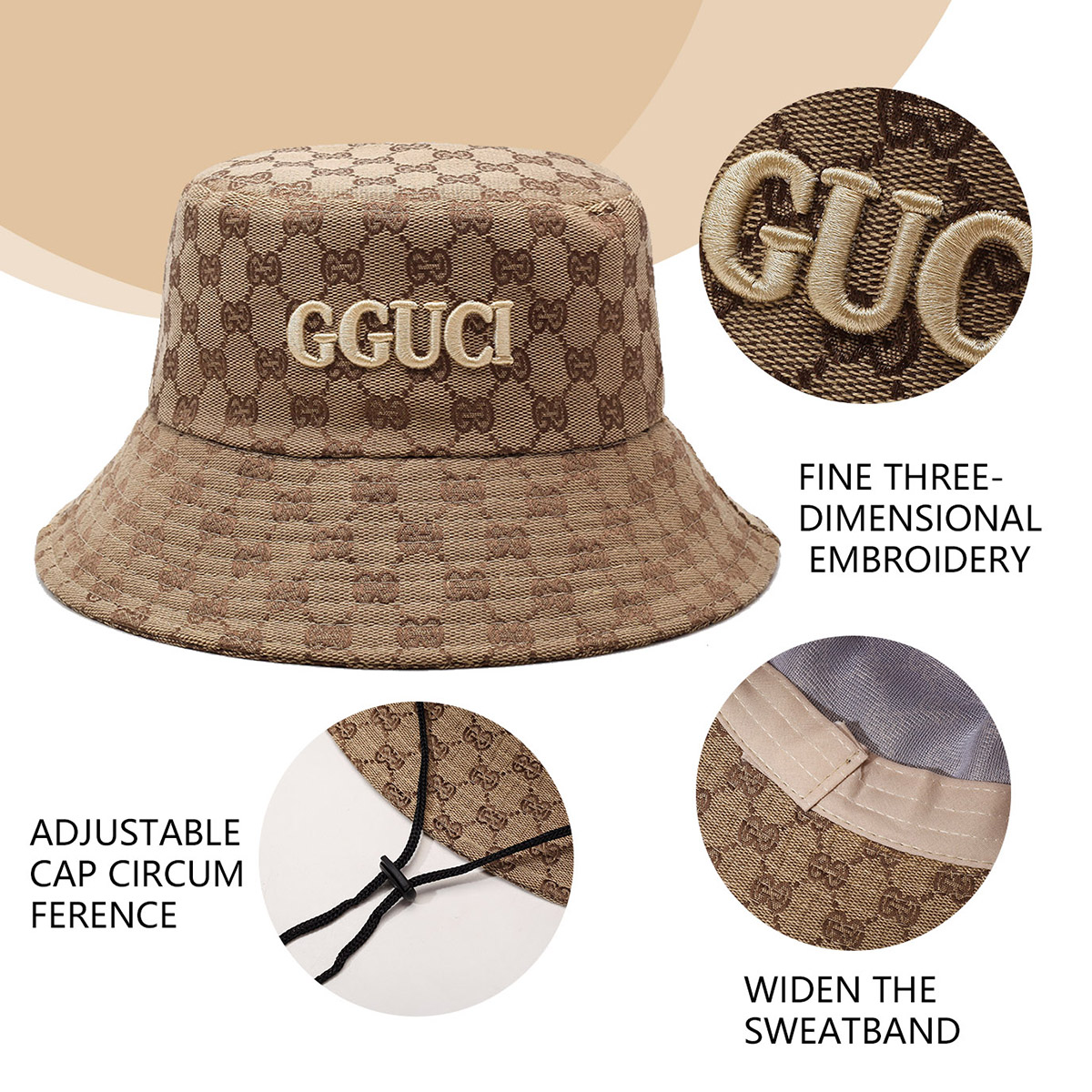 Unissex preto e branco letras  - Bucket Hat Embroidered avaliação e preço